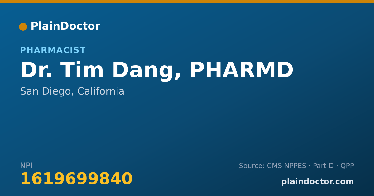 Shareable card for Tim Dang, PHARMD - Pharmacist, San Diego, CA