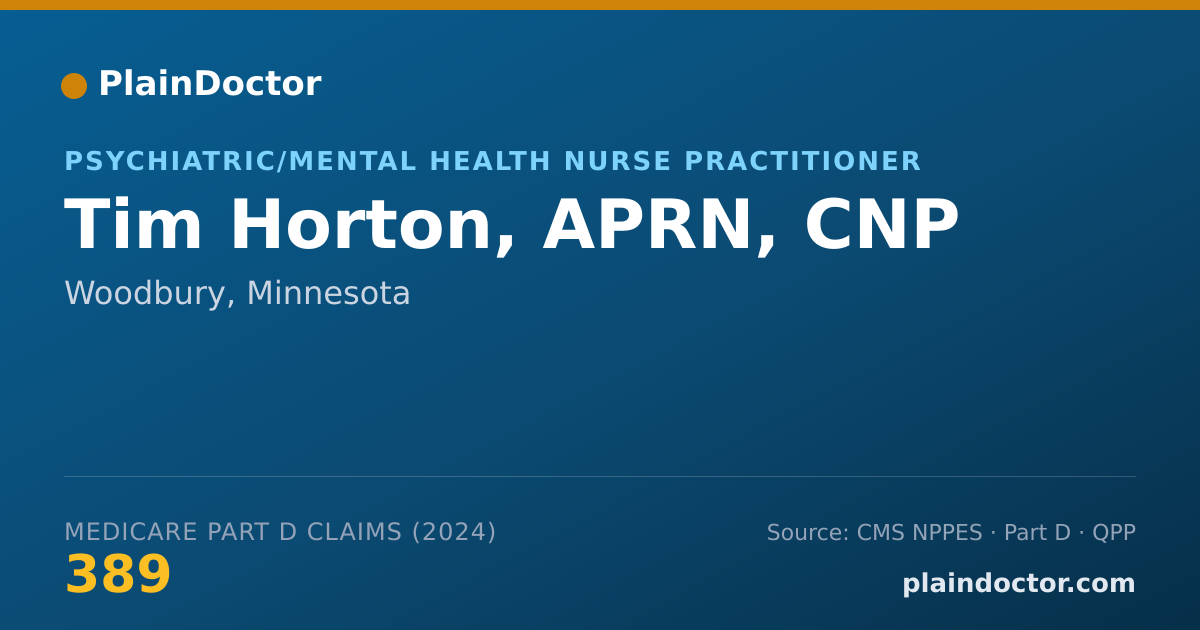 Shareable card for Tim Horton, APRN, CNP - Psychiatric/Mental Health Nurse Practitioner, Woodbury, MN