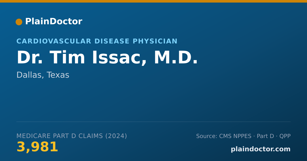 Shareable card for Tim Issac, M.D. - Cardiovascular Disease Physician, Dallas, TX