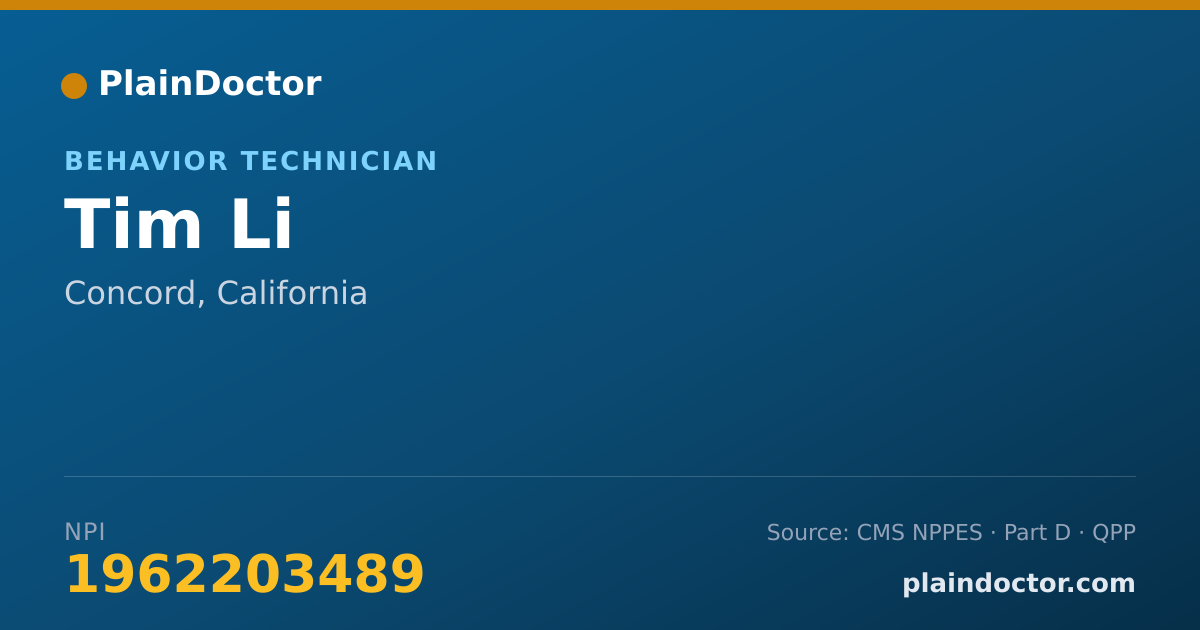 Shareable card for Tim Li - Behavior Technician, Concord, CA