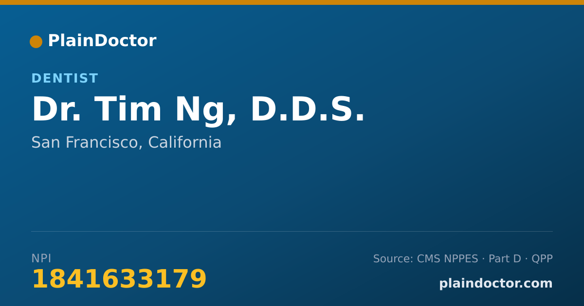 Shareable card for Tim Ng, D.D.S. - Dentist, San Francisco, CA