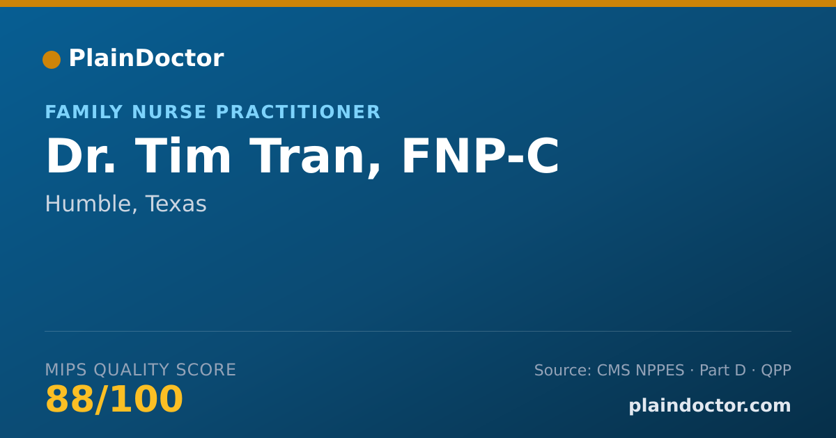 Shareable card for Tim Tran, FNP-C - Family Nurse Practitioner, Humble, TX
