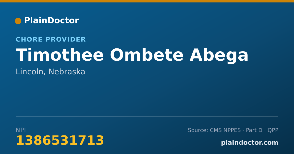 Shareable card for Timothee Ombete Abega - Chore Provider, Lincoln, NE