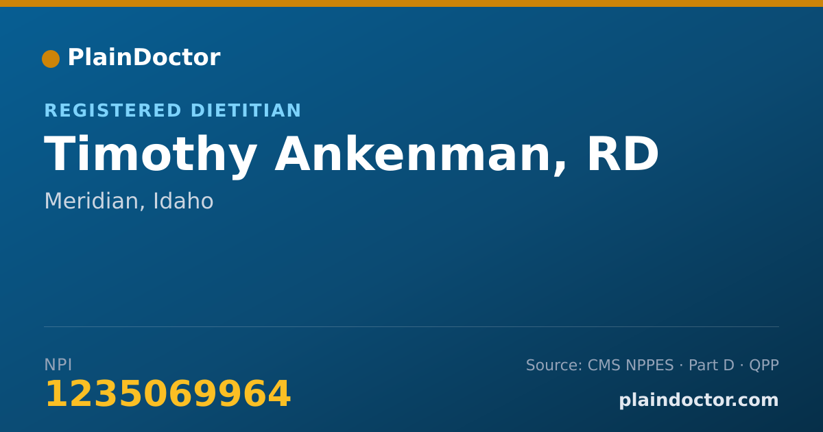 Shareable card for Timothy Ankenman, RD - Registered Dietitian, Meridian, ID