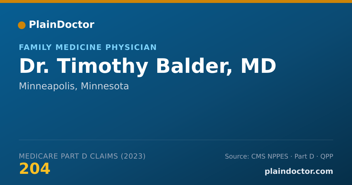 Shareable card for Timothy Balder, MD - Family Medicine Physician, Minneapolis, MN