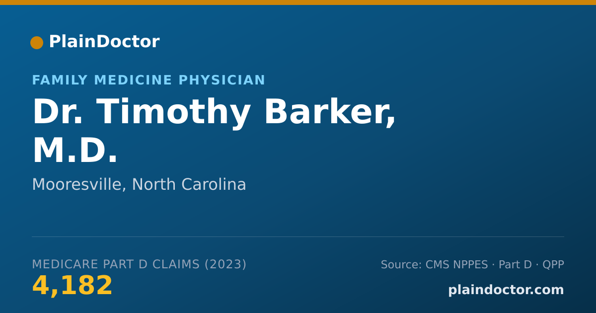 Shareable card for Timothy Barker, M.D. - Family Medicine Physician, Mooresville, NC