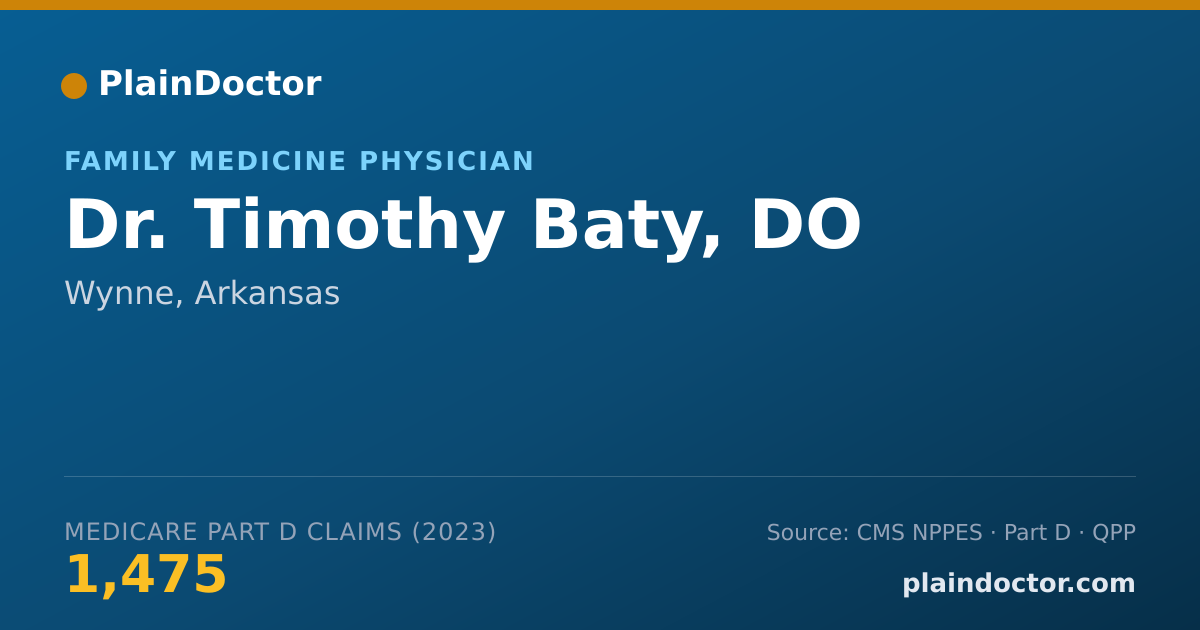 Shareable card for Timothy Baty, DO - Family Medicine Physician, Wynne, AR