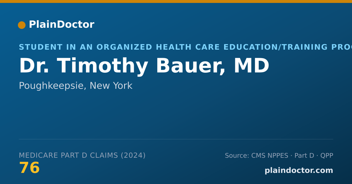 Shareable card for Timothy Bauer, MD - Student in an Organized Health Care Education/Training Program, Poughkeepsie, NY