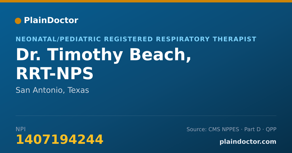 Shareable card for Timothy Beach, RRT-NPS - Neonatal/Pediatric Registered Respiratory Therapist, San Antonio, TX