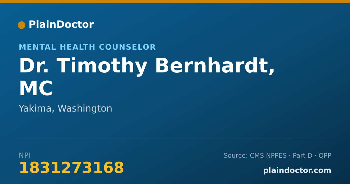 Shareable card for Timothy Bernhardt, MC - Mental Health Counselor, Yakima, WA