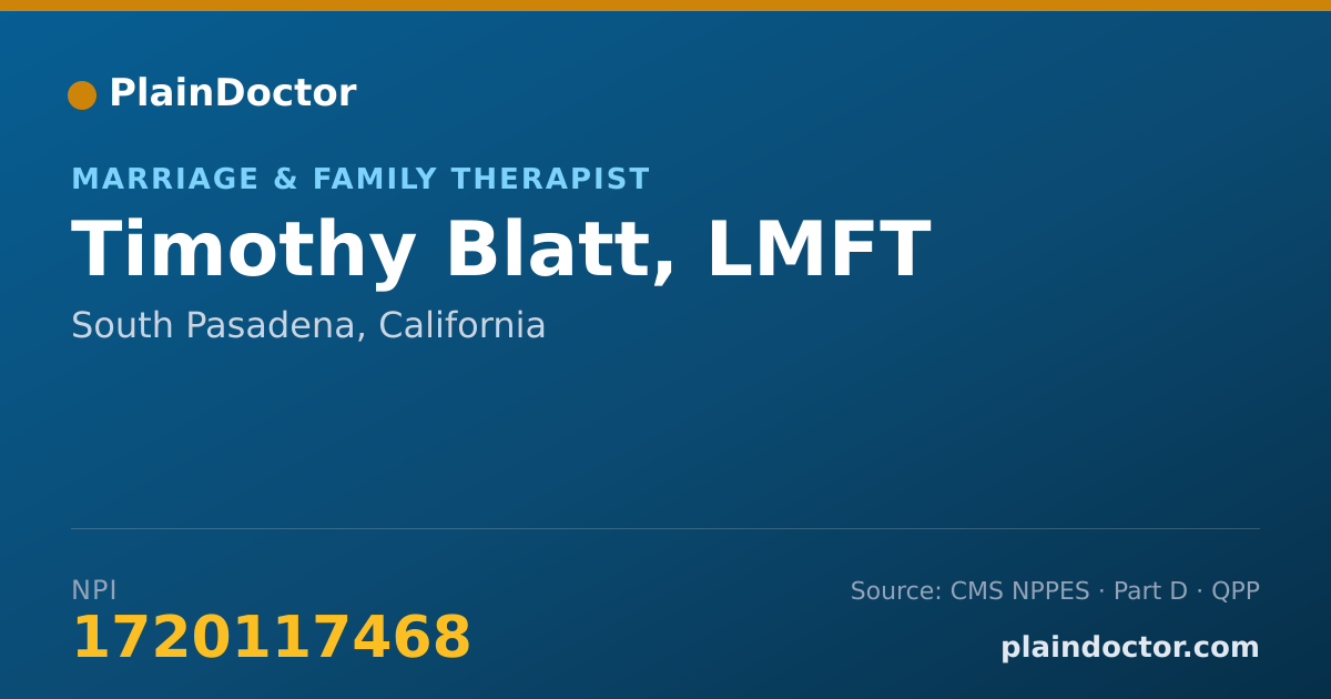 Shareable card for Timothy Blatt, LMFT - Marriage & Family Therapist, South Pasadena, CA