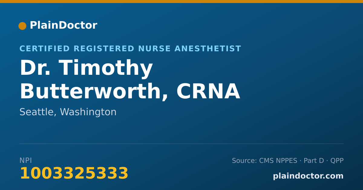 Shareable card for Timothy Butterworth, CRNA - Certified Registered Nurse Anesthetist, Seattle, WA