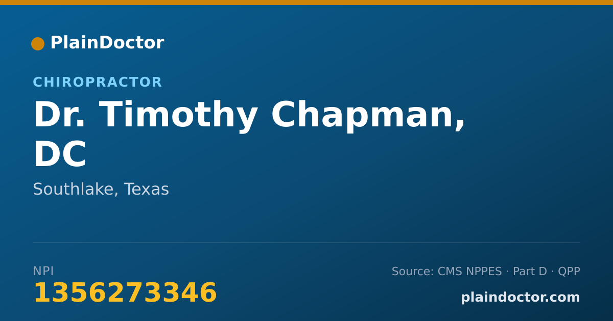 Shareable card for Timothy Chapman, DC - Chiropractor, Southlake, TX