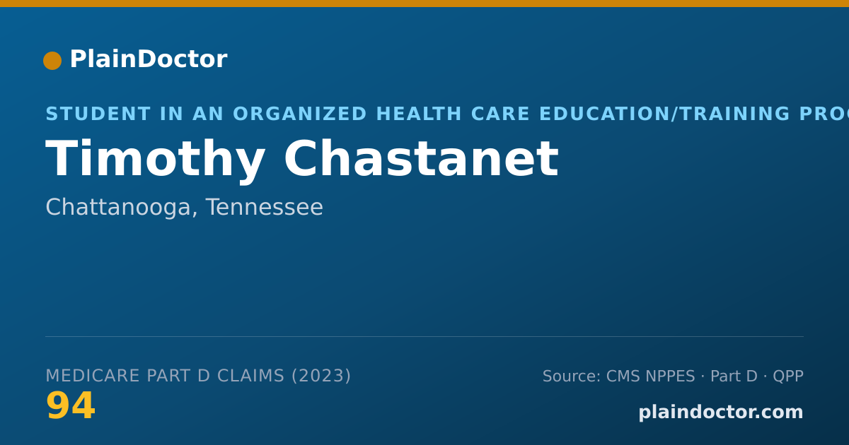 Shareable card for Timothy Chastanet - Student in an Organized Health Care Education/Training Program, Chattanooga, TN