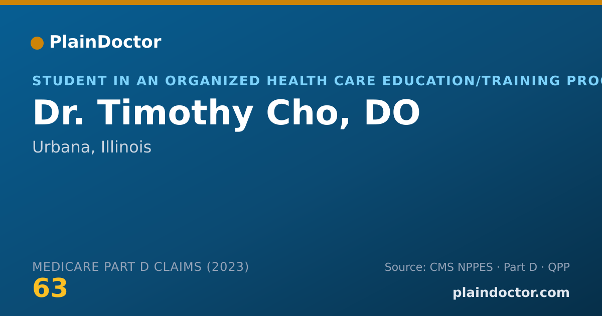 Shareable card for Timothy Cho, DO - Student in an Organized Health Care Education/Training Program, Urbana, IL