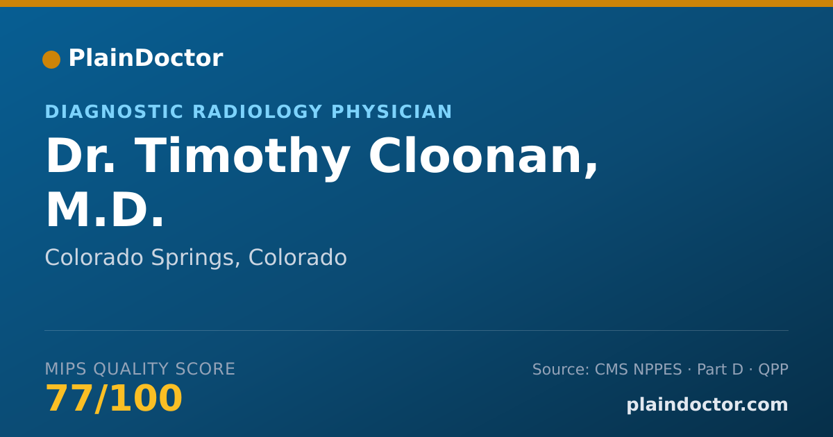 Shareable card for Timothy Cloonan, M.D. - Diagnostic Radiology Physician, Colorado Springs, CO
