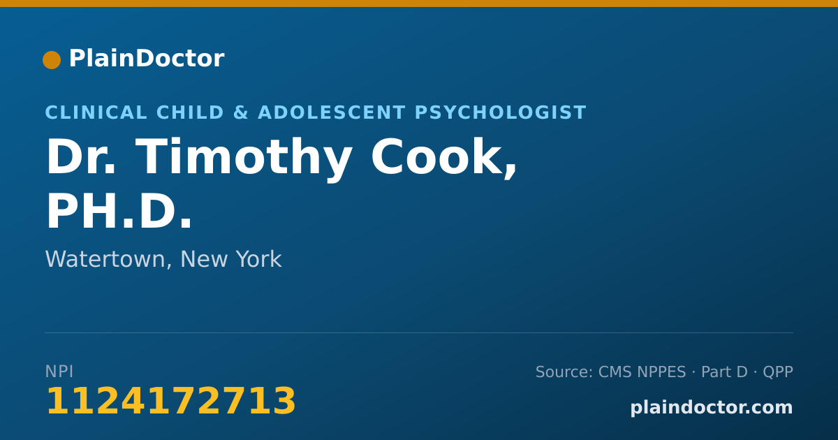 Shareable card for Timothy Cook, PH.D. - Clinical Child & Adolescent Psychologist, Watertown, NY