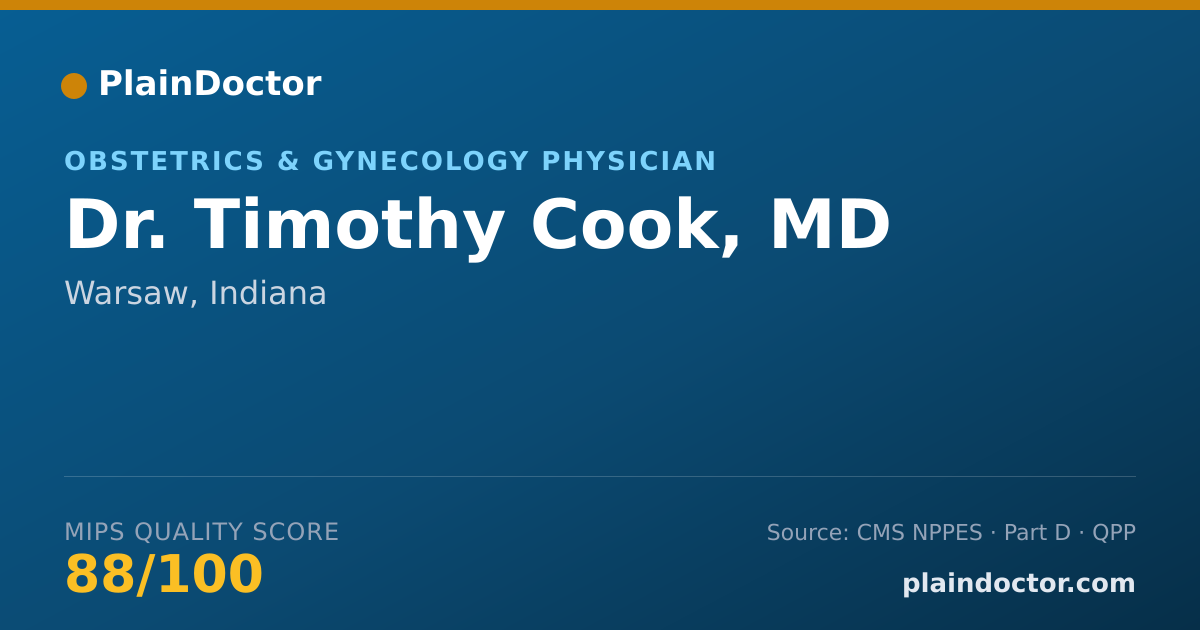 Shareable card for Timothy Cook, MD - Obstetrics & Gynecology Physician, Warsaw, IN
