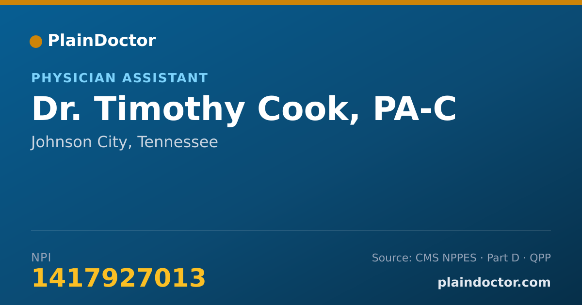 Shareable card for Timothy Cook, PA-C - Physician Assistant, Johnson City, TN