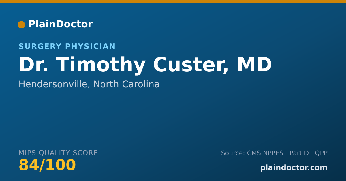 Shareable card for Timothy Custer, MD - Surgery Physician, Hendersonville, NC