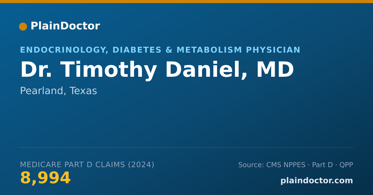 Shareable card for Timothy Daniel, MD - Endocrinology, Diabetes & Metabolism Physician, Pearland, TX