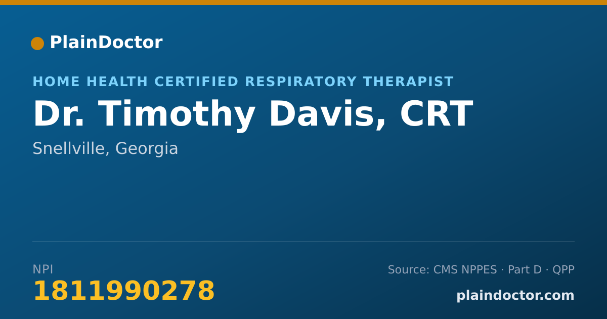 Shareable card for Timothy Davis, CRT - Home Health Certified Respiratory Therapist, Snellville, GA
