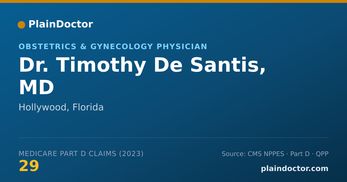 Shareable card for Timothy De Santis, MD - Obstetrics & Gynecology Physician, Hollywood, FL
