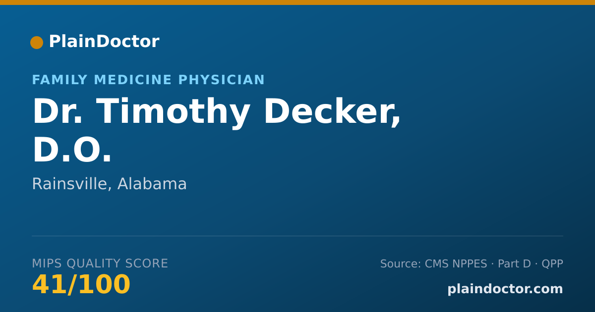 Shareable card for Timothy Decker, D.O. - Family Medicine Physician, Rainsville, AL