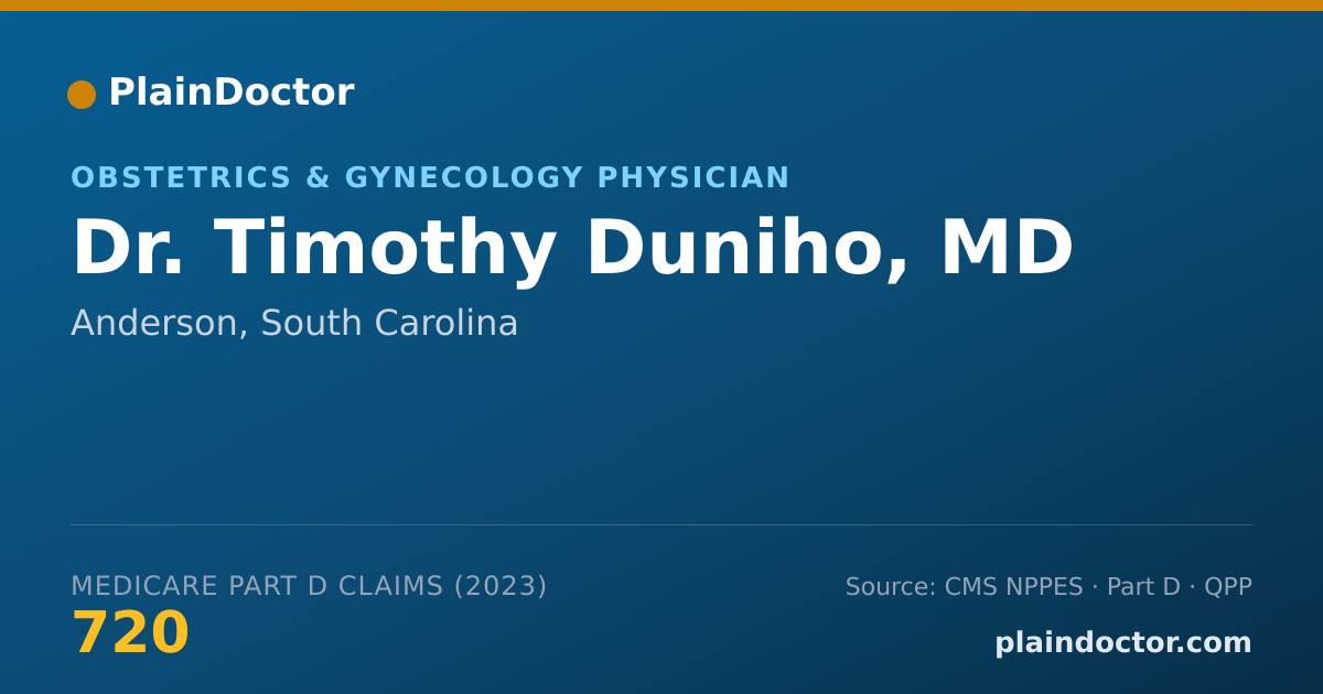 Shareable card for Timothy Duniho, MD - Obstetrics & Gynecology Physician, Anderson, SC
