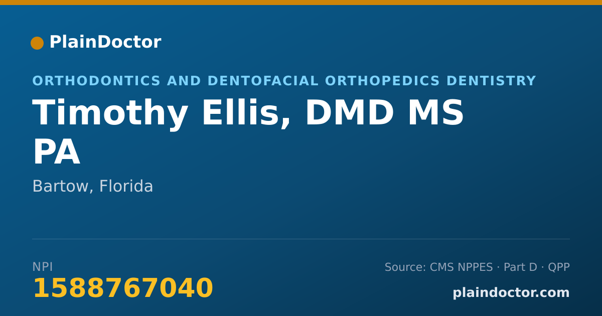 Shareable card for Timothy Ellis, DMD MS PA - Orthodontics and Dentofacial Orthopedics Dentistry, Bartow, FL