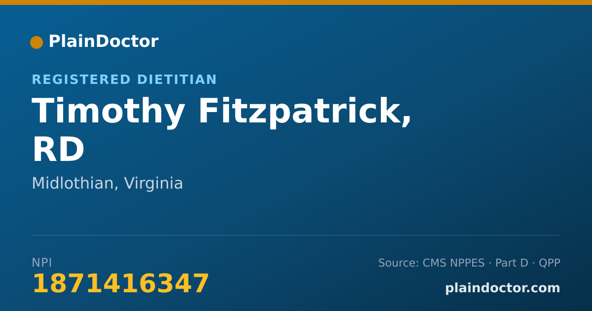 Shareable card for Timothy Fitzpatrick, RD - Registered Dietitian, Midlothian, VA