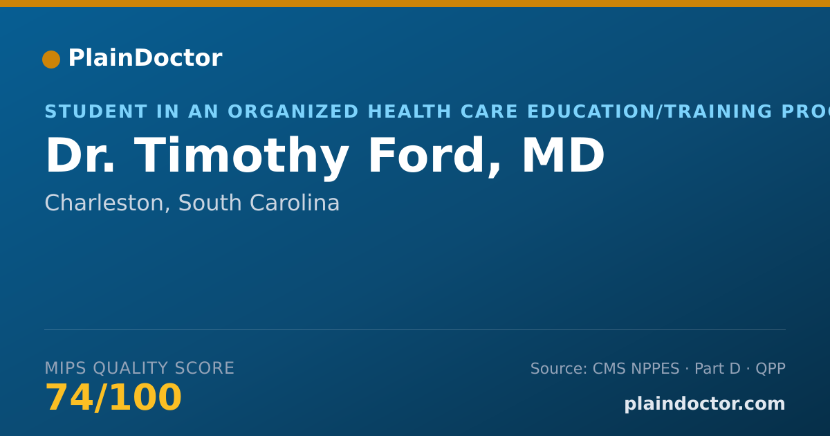 Shareable card for Timothy Ford, MD - Student in an Organized Health Care Education/Training Program, Charleston, SC
