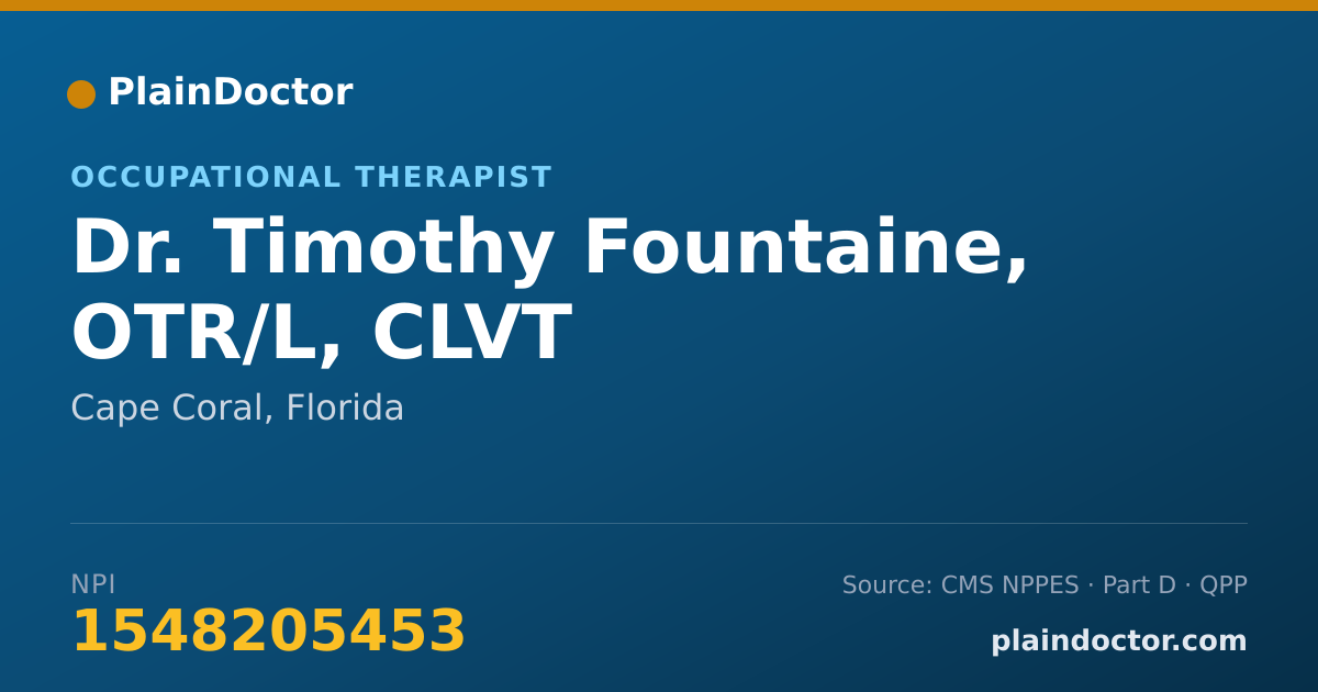Shareable card for Timothy Fountaine, OTR/L, CLVT - Occupational Therapist, Cape Coral, FL