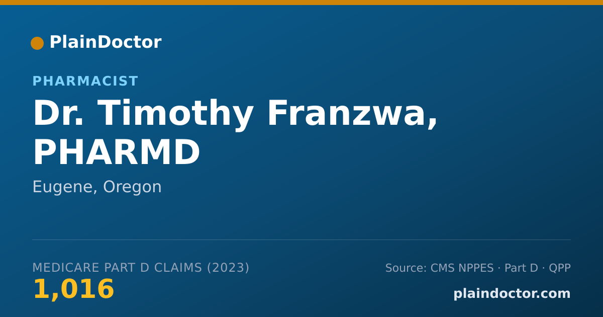 Shareable card for Timothy Franzwa, PHARMD - Pharmacist, Eugene, OR