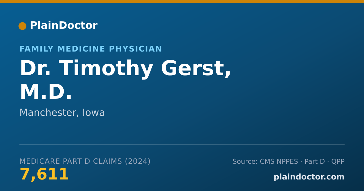 Shareable card for Timothy Gerst, M.D. - Family Medicine Physician, Manchester, IA