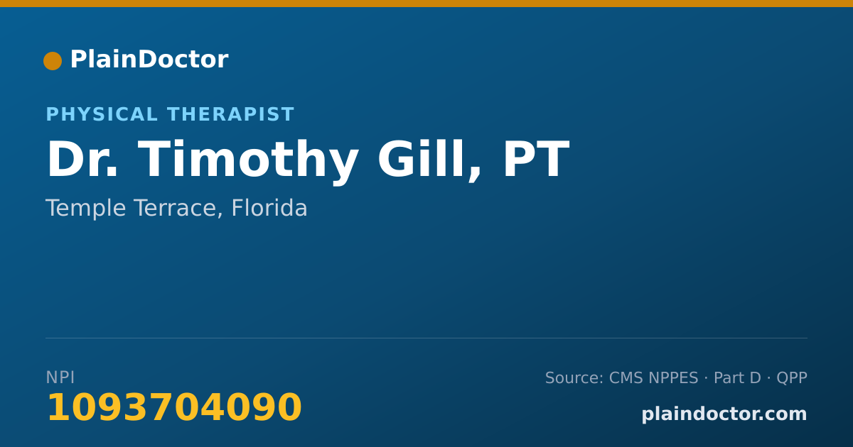 Shareable card for Timothy Gill, PT - Physical Therapist, Temple Terrace, FL