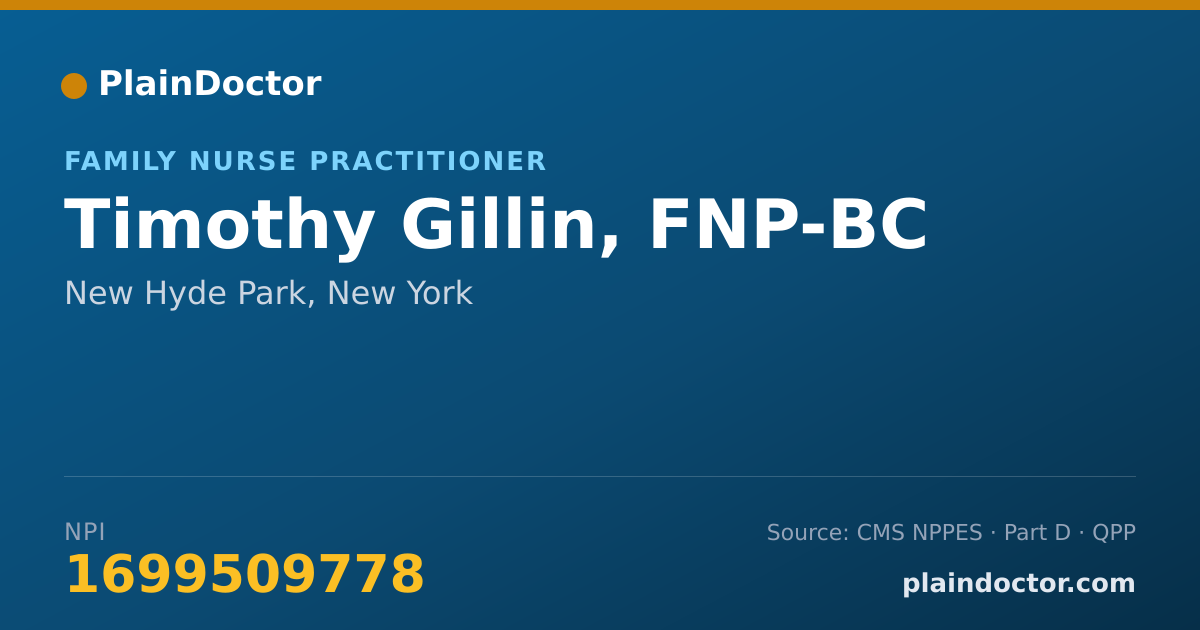 Shareable card for Timothy Gillin, FNP-BC - Family Nurse Practitioner, New Hyde Park, NY