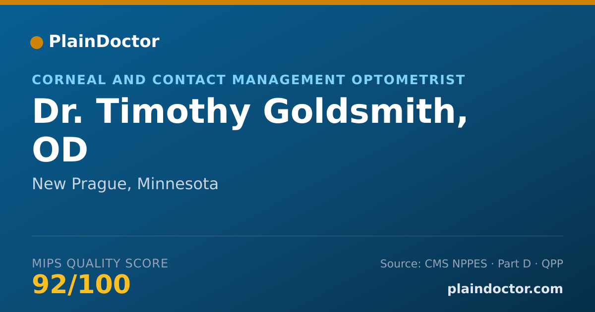 Shareable card for Timothy Goldsmith, OD - Corneal and Contact Management Optometrist, New Prague, MN