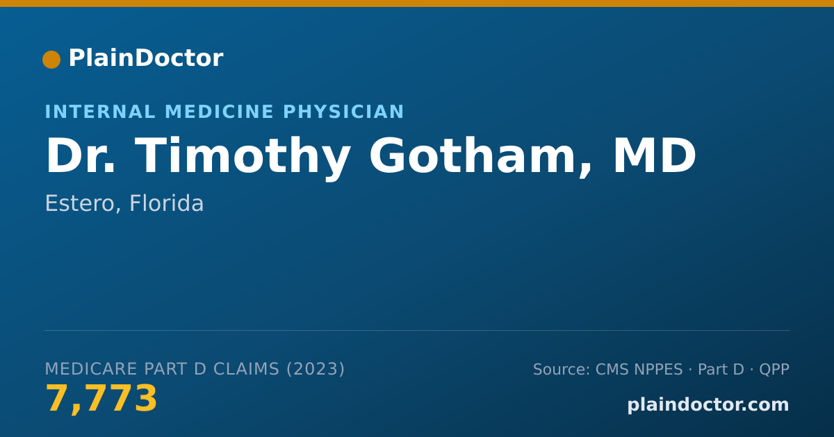 Shareable card for Timothy Gotham, MD - Internal Medicine Physician, Estero, FL
