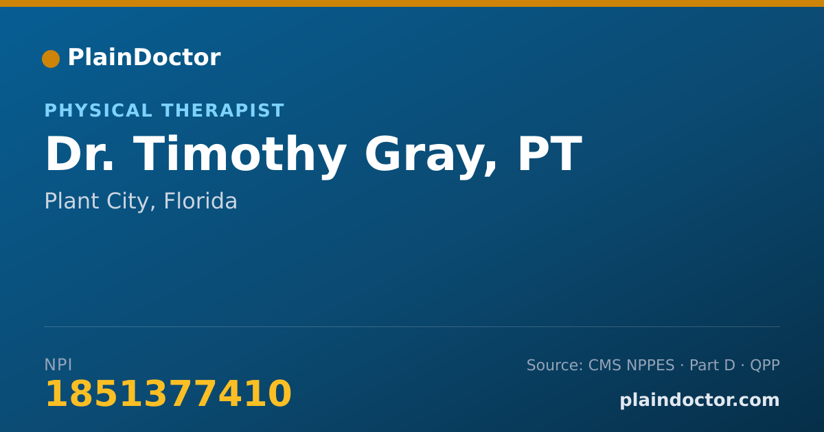 Shareable card for Timothy Gray, PT - Physical Therapist, Plant City, FL