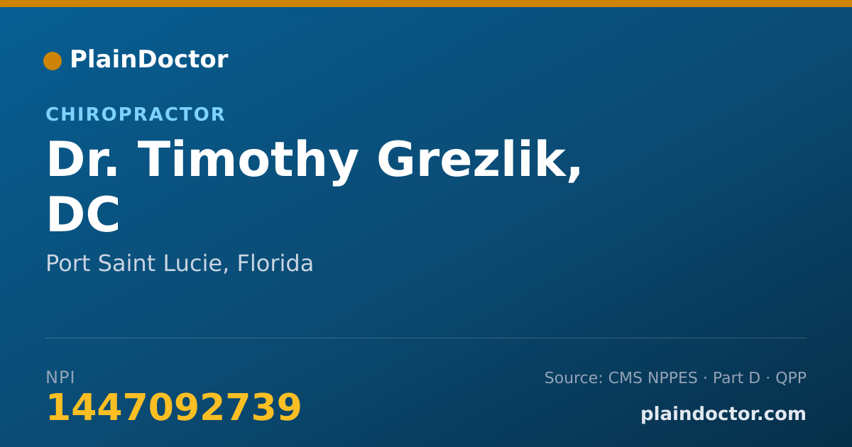 Shareable card for Timothy Grezlik, DC - Chiropractor, Port Saint Lucie, FL