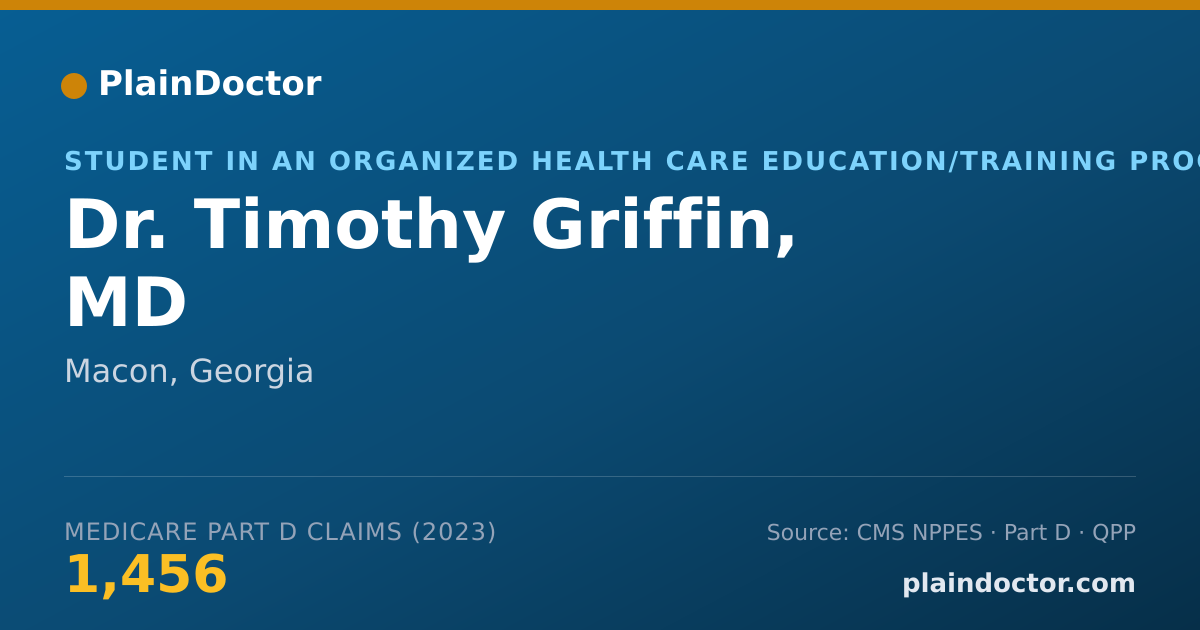 Shareable card for Timothy Griffin, MD - Student in an Organized Health Care Education/Training Program, Macon, GA