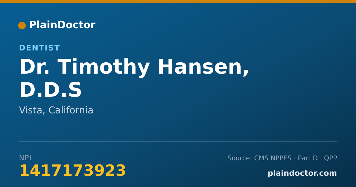 Shareable card for Timothy Hansen, D.D.S - Dentist, Vista, CA