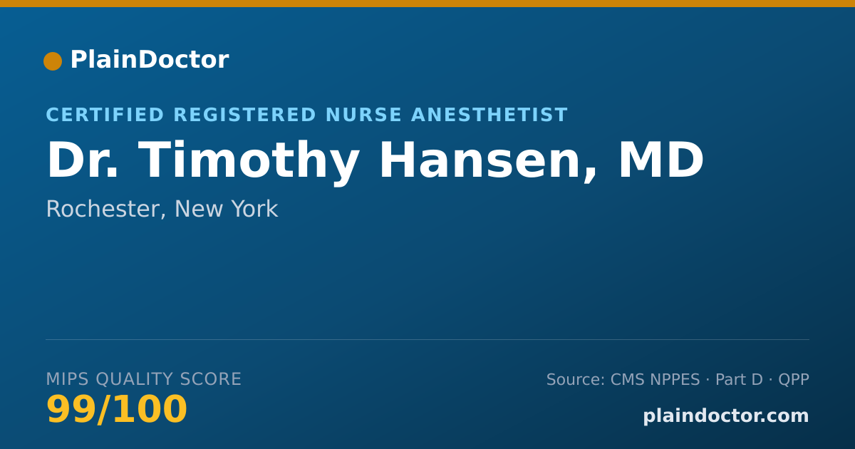 Shareable card for Timothy Hansen, MD - Certified Registered Nurse Anesthetist, Rochester, NY