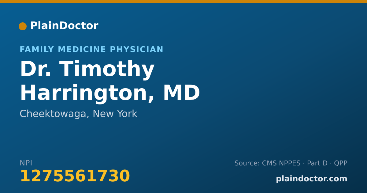 Shareable card for Timothy Harrington, MD - Family Medicine Physician, Cheektowaga, NY