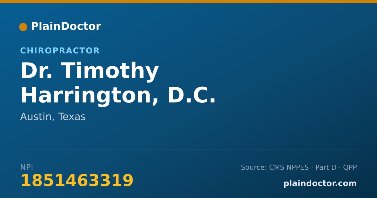 Shareable card for Timothy Harrington, D.C. - Chiropractor, Austin, TX