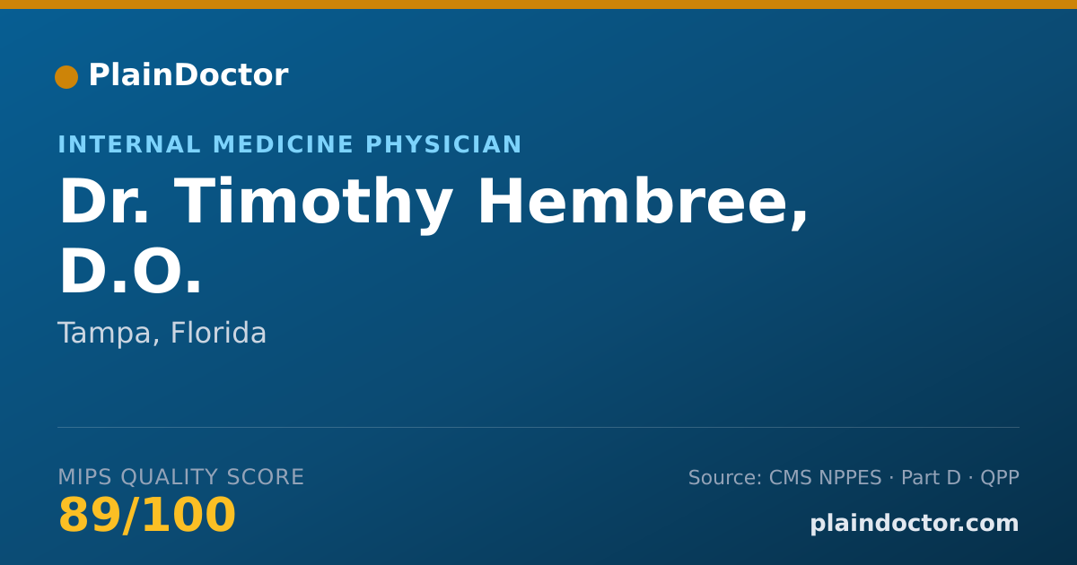 Shareable card for Timothy Hembree, D.O. - Internal Medicine Physician, Tampa, FL