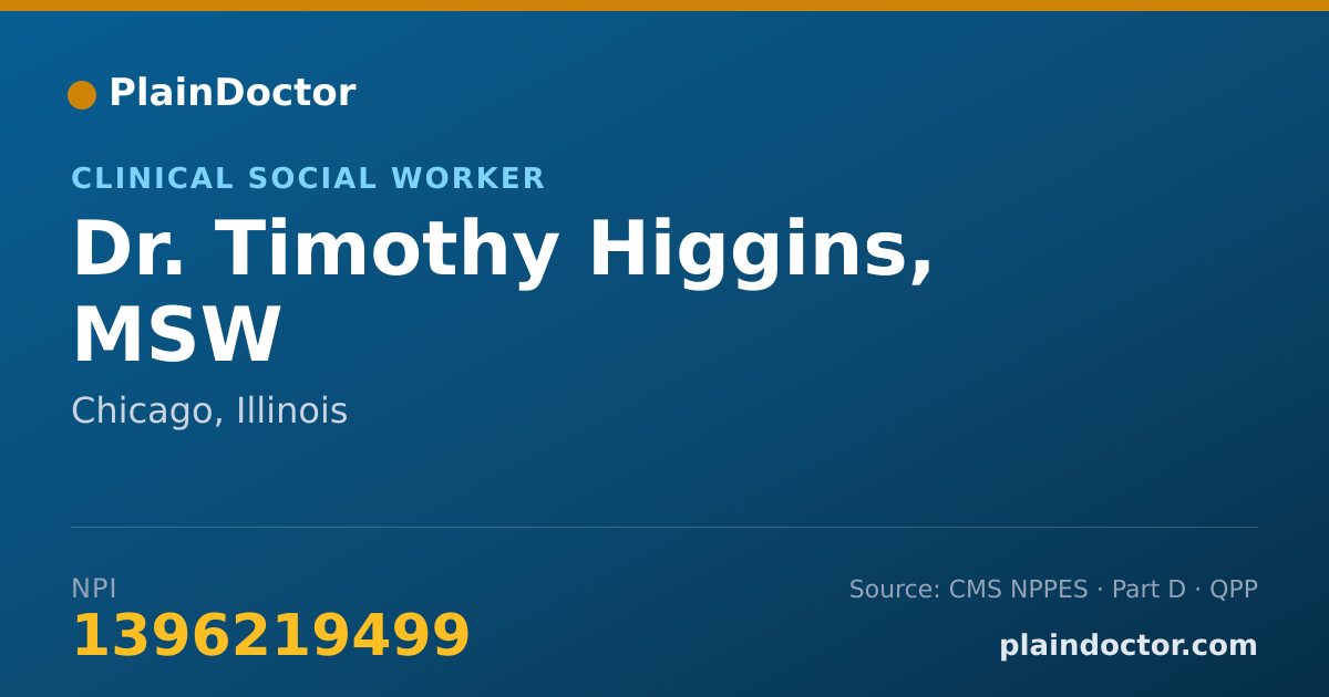Shareable card for Timothy Higgins, MSW - Clinical Social Worker, Chicago, IL