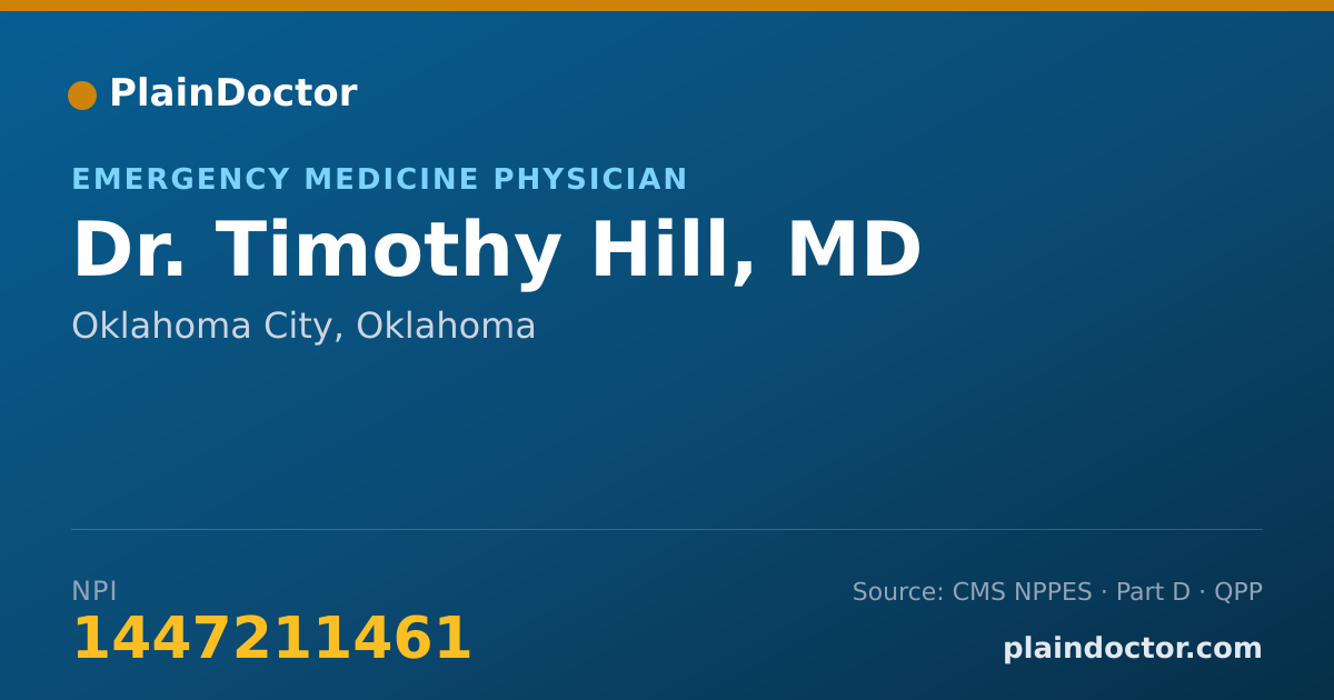 Shareable card for Timothy Hill, MD - Emergency Medicine Physician, Oklahoma City, OK