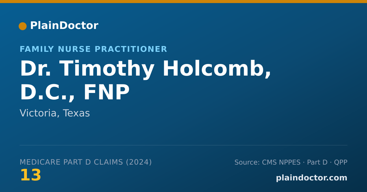 Shareable card for Timothy Holcomb, D.C., FNP - Chiropractor, Victoria, TX